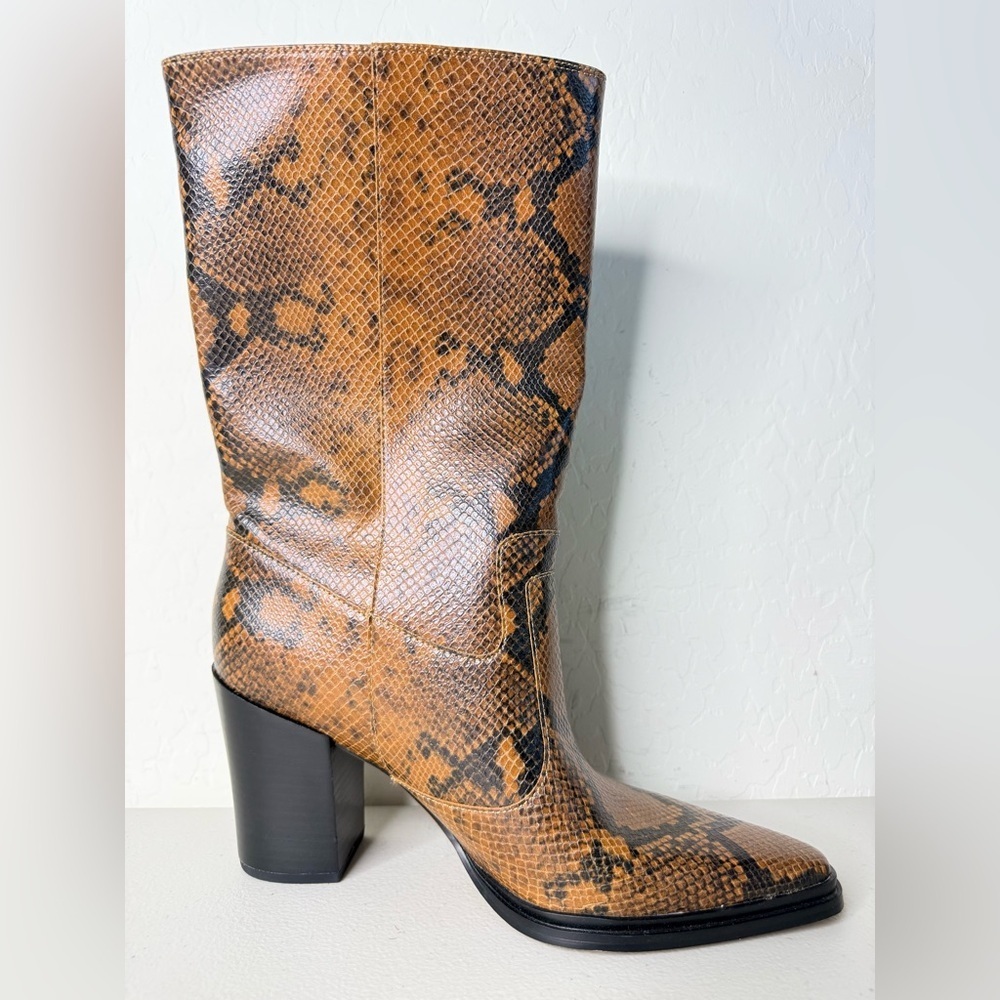 New Franco Sarto Jaxon Snake Print 1/4 Zip Mid-Calf Boot Size 10 - Picture 2 of 11